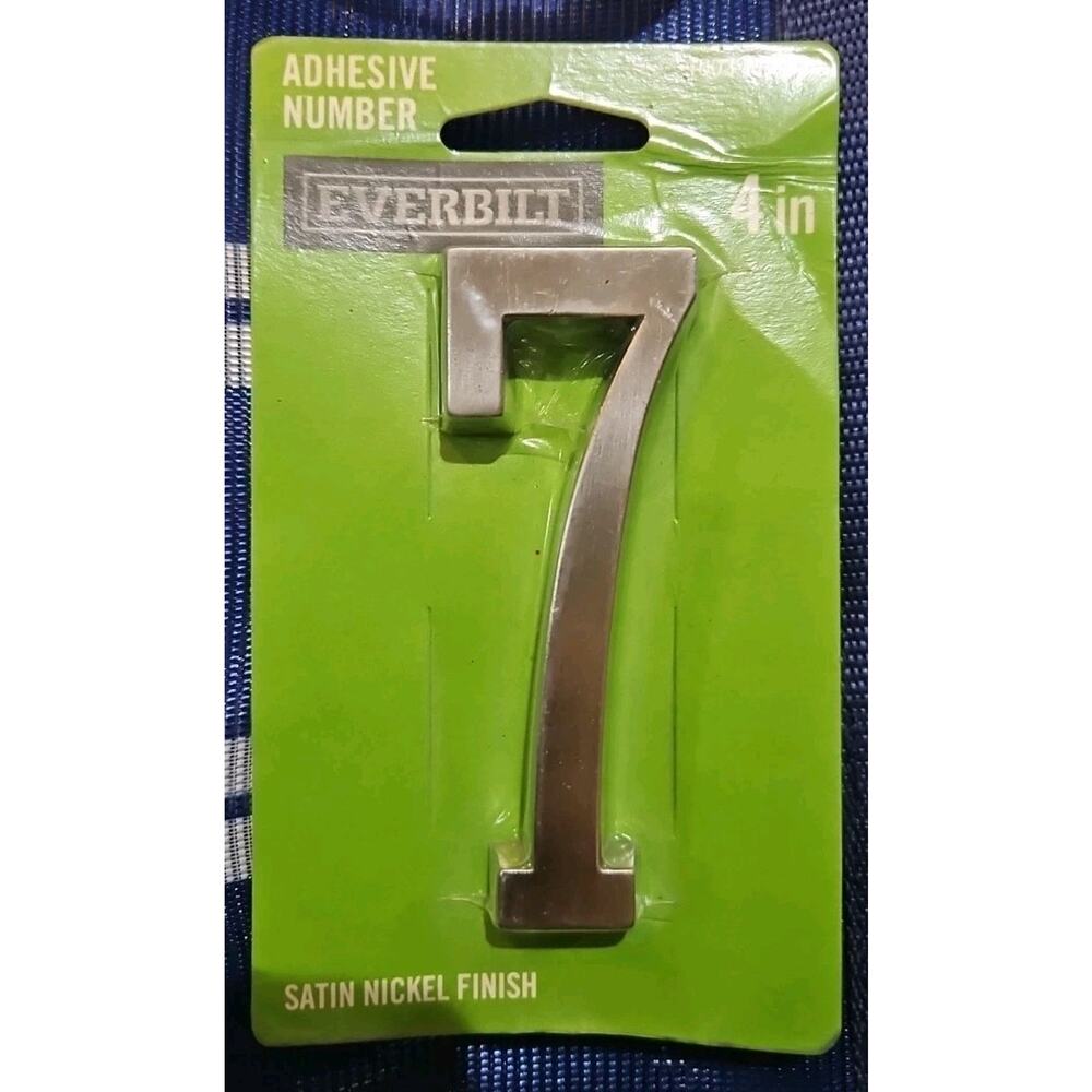 Everbilt Flush Mount Self-Adhesive House Number 7 Satin Nickel 4" 1003112829